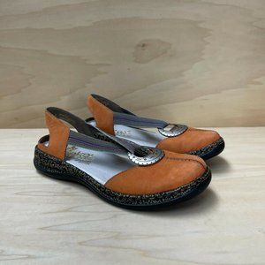 Rieker Womens Criss Cross Round Toe Brown Slingback Sandals Size US 5.5 EUR 36